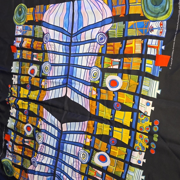 Hundertwasser 753 1978 Escape of the indoor sky Scarf Heberlein Vintage Colorful - Picture 4 of 4